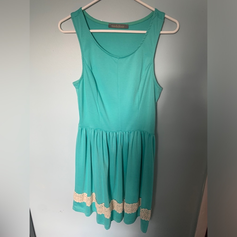 Mint green dress with lace. Size large